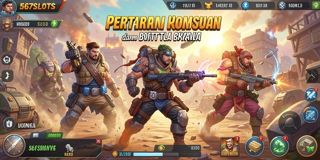 Tampilan dramatis pertarungan pemain di arena Battle Royale.
