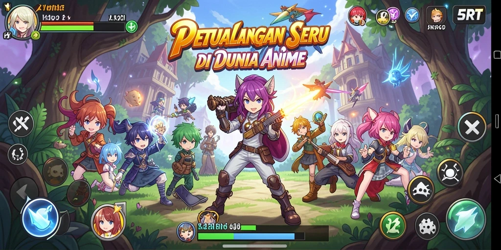 Screenshot menampilkan interaksi karakter di dunia Anime 5RT.
