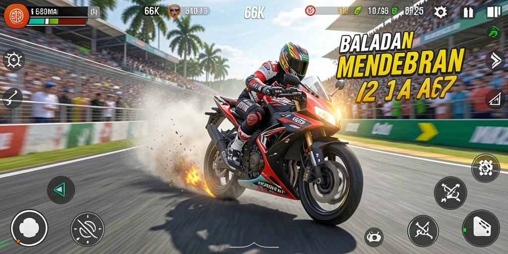 Tampilan menarik gameplay balap motor di 66K.
