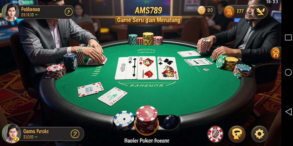 Tampilan gameplay seru saat bermain Poker di AMS789.