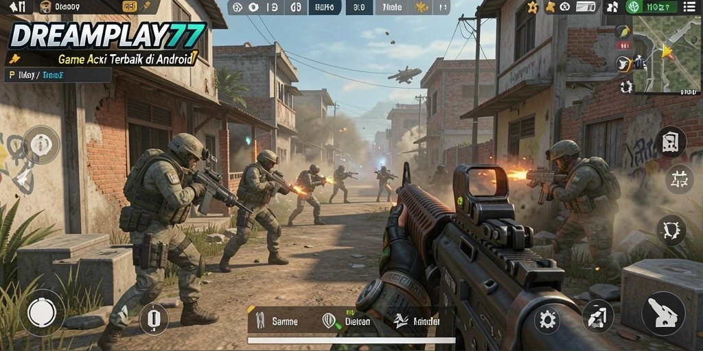 Tampilan gameplay mendebarkan dari DREAMPLAY77, aksi tembak-menembak yang seru.