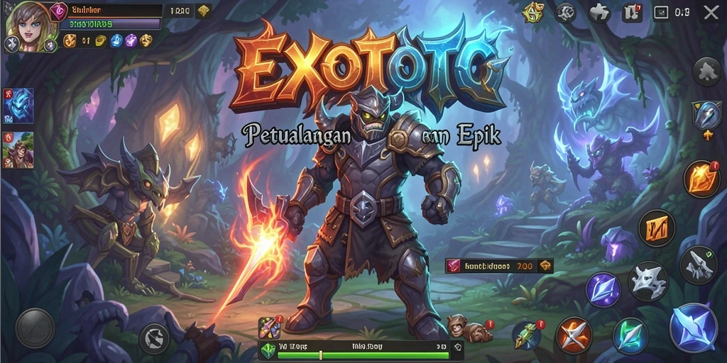Screenshot gameplay EXOTOTO memperlihatkan pertarungan epik dalam dunia RPG.