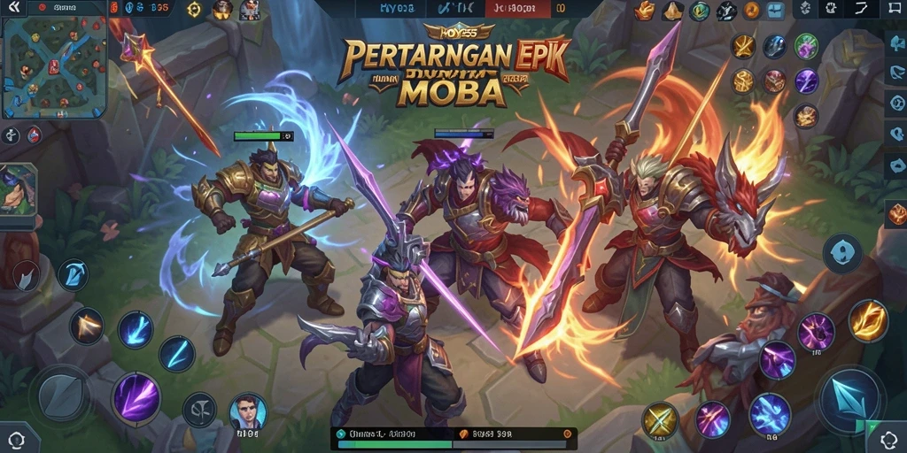 Tampilan gameplay MOBA yang seru dan penuh aksi di HOYE55.