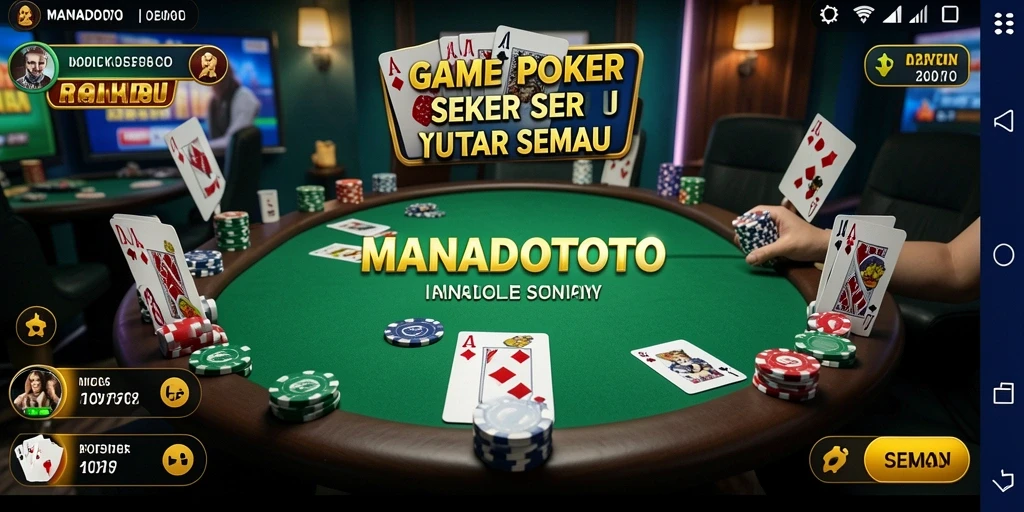 Tampilan gameplay poker di MANADOTOTO menunjukkan suasana kompetitif dan seru.