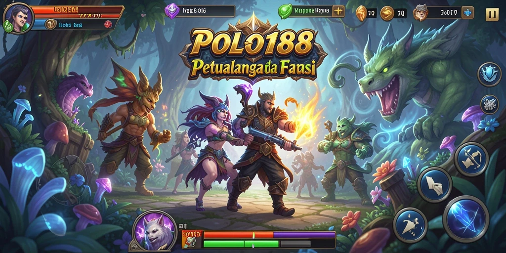 Screenshot gameplay <strong>POLO188</strong> menampilkan karakter menjelajahi dunia fantasi yang luas.