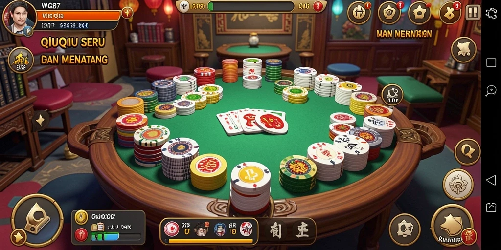 Tampilan gameplay seru WG87 yang menunjukkan pertarungan QiuQiu.